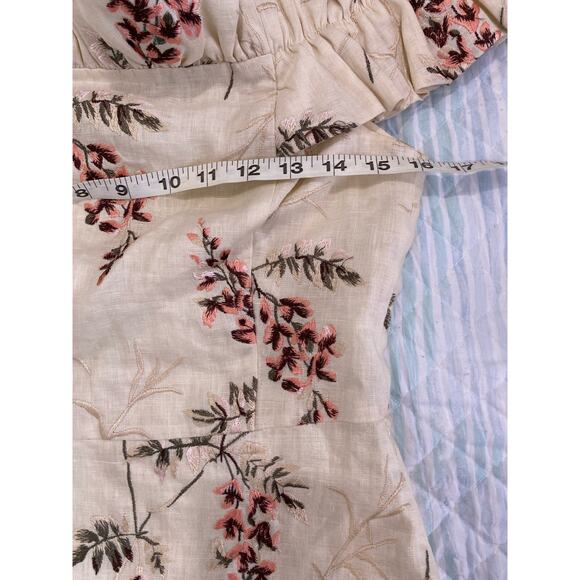 Rebecca Taylor off the shoulder Linen embroidered dress Size 4 NWT - Picture 11 of 13